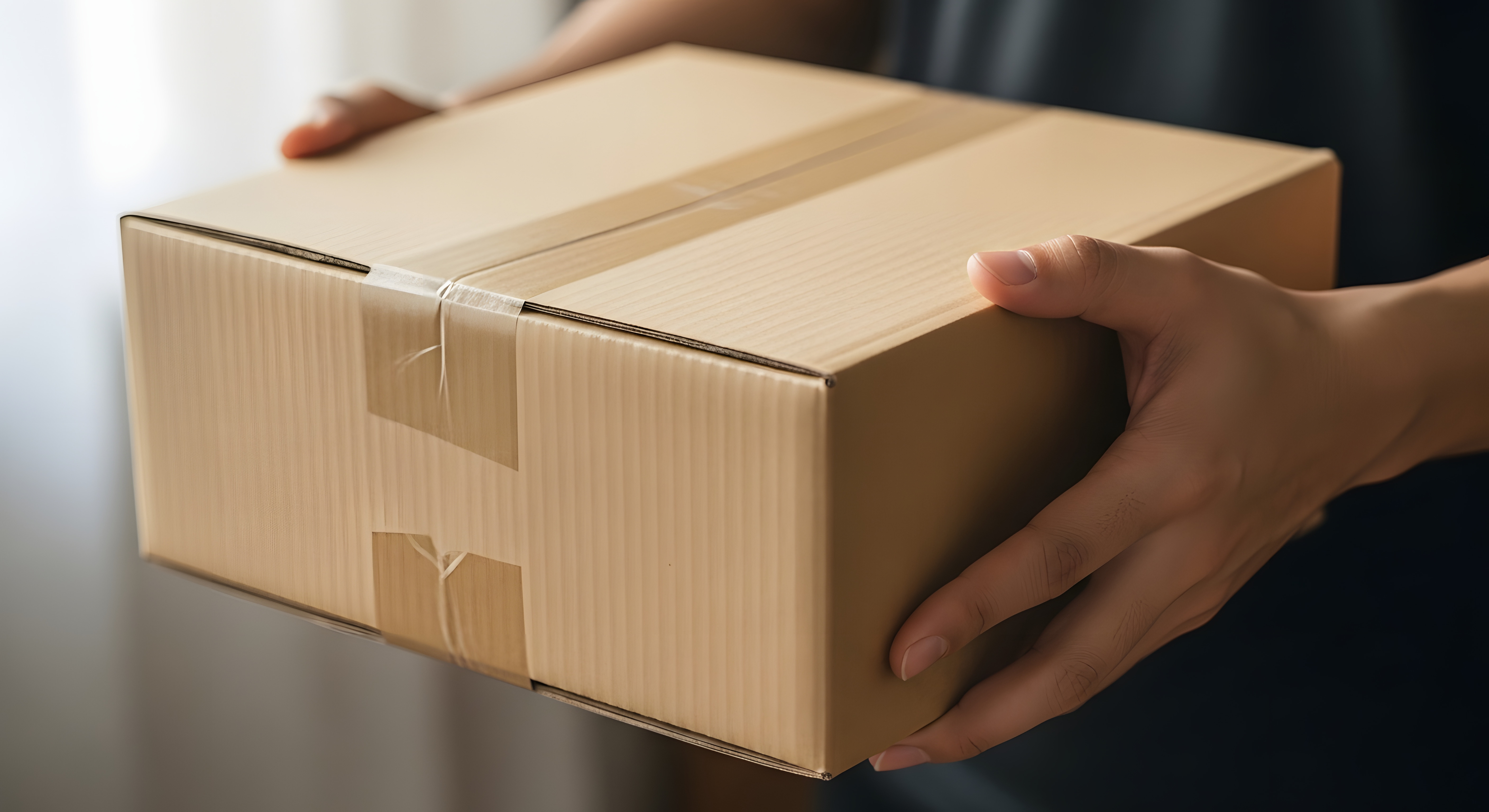 Small delivery parcel in hand at a doorstep illustrating DeliverDirect fast and reliable delivery service